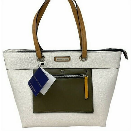 Adrienne Vittadini East West Tote Off White Zip Closure