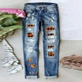thumbnail image 2 of OGLCCG Ripped Jeans for Women Plaid Patch Boyfriend Skinny Distressed Denim Jean Pants Womens Jean with Hole, 2 of 6