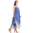 thumbnail image 3 of Sakkas Alexis Embroidered Long Sleeveless Floral Caftan Dress / Cover Up - Denim Blue - One Size, 3 of 5