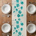 thumbnail image 4 of Table Runner 108 Inches Long for Kitchen Dining, Turquoise Flowers Dresser Scarf Farmhouse, Dining Table Decorations for Wedding/Parties, Spring Retro Watercolor Botanical Floral 13 x 108 In, 4 of 8