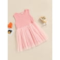 thumbnail image 3 of aturustex Toddler Kids Baby Girl Dress Ribbed Sleeveless Casual Princess Tulle Tutu Dresses (12 Months-5 Yeas), 3 of 8