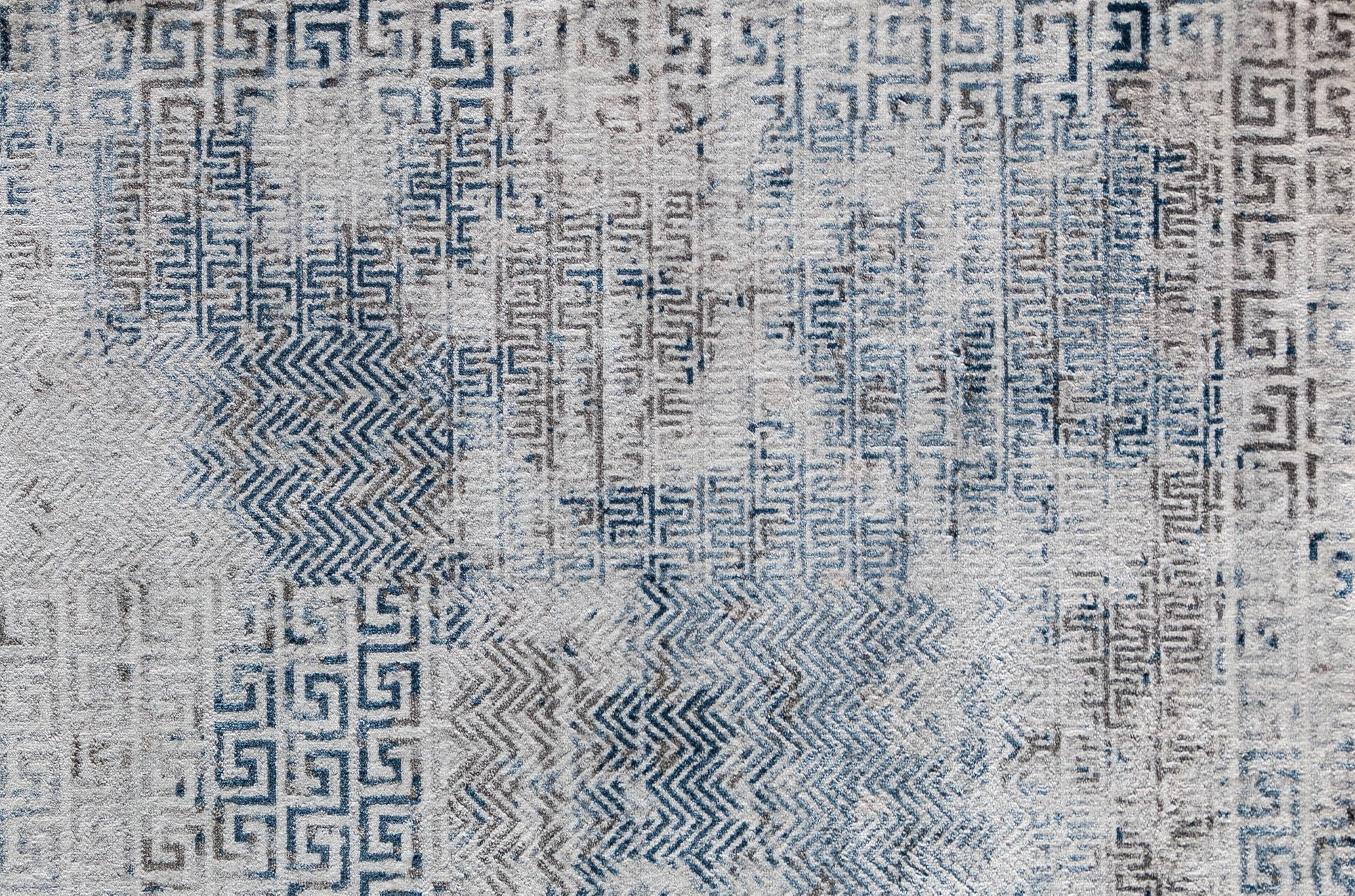 Rugs America Silas SM50A Mediterranean Breeze Abstract Vintage Blue Area Rug, 2'6" x 8'