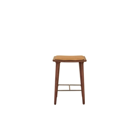 Tucker Counter Stool-Solid Acacia Wood and Top-Grain Buffalo Leather