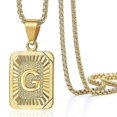 thumbnail image 1 of Collar con colgante de letra inicial AZ de acero inoxidable chapado en oro amarillo y cadena tipo caja, 1 of 5