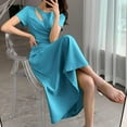 thumbnail image 5 of NSLGXD Plus Size Wrap Dresses for Women Dressy Casual Short Sleeve Party Maxi Dress Asymmetrical Elegant A Line Dress Blue Dress,Size M-3XL, 5 of 5