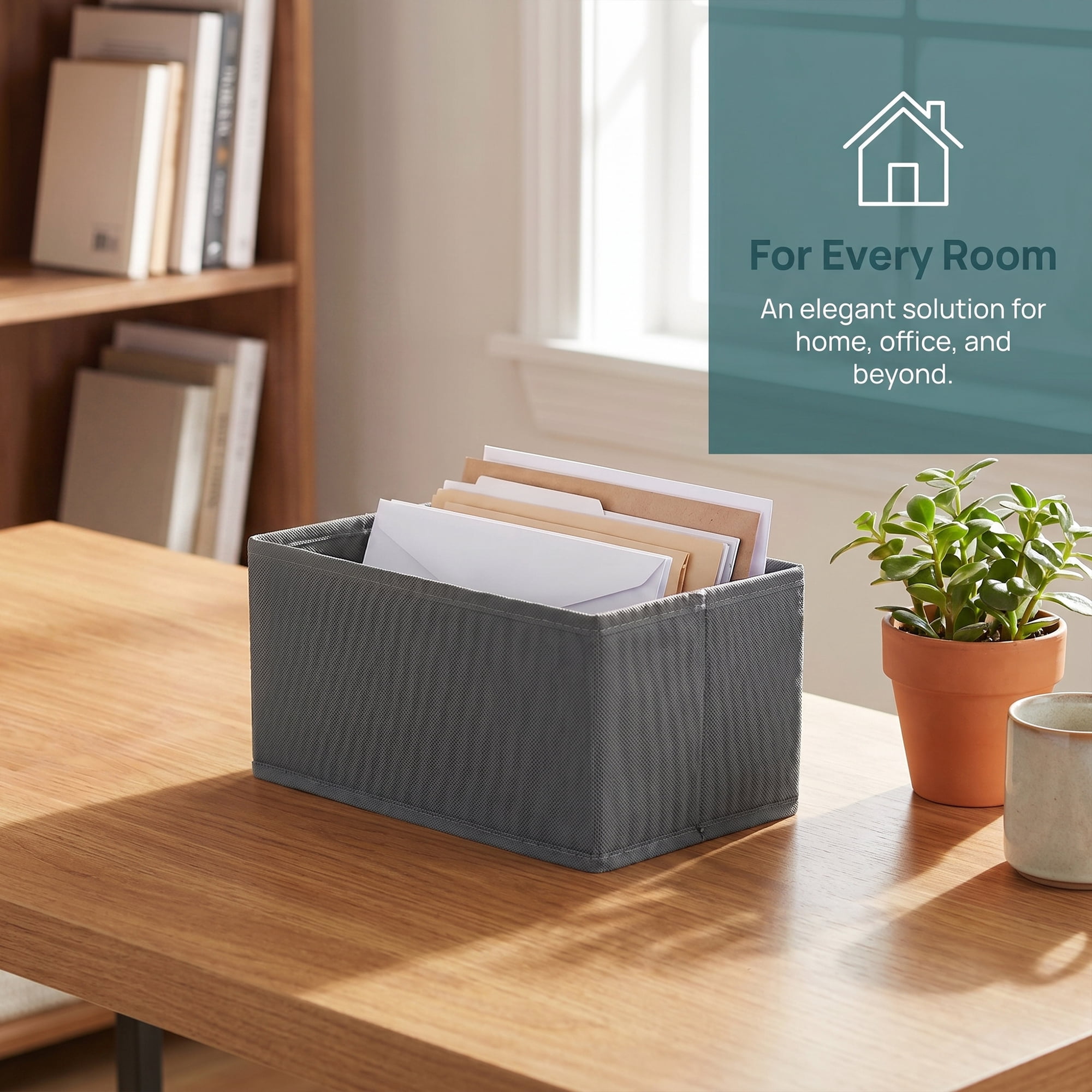 Unique Bargains Collapsible Storage Bin with Zipper for Shelves Closet Dark Gray 6PCS