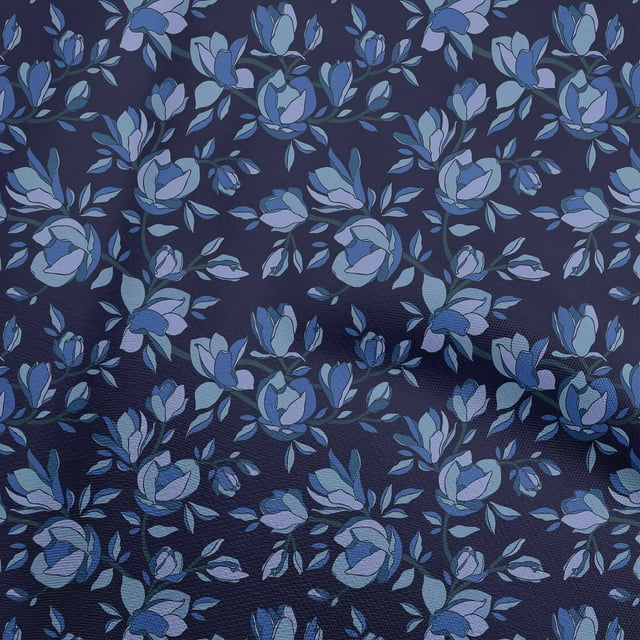oneOone Rayon Blue Fabric Florals Craft Projects Decor Fabric Printed By The Yard 56 Inch Wide