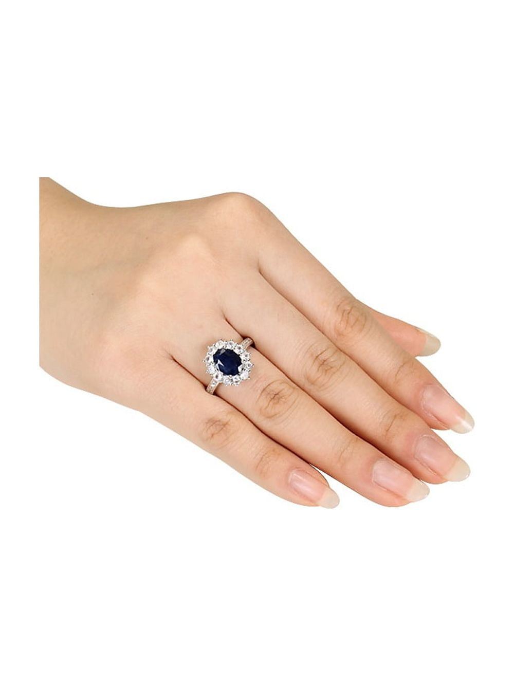 3.90 Carat (Ctw) Lab-Created Blue & White Sapphire Ring in Sterling Silver for Women