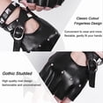 thumbnail image 4 of Guantes negros sin dedos PU imitación cuero Goth Cosplay disfraz Punk actuación de Halloween para mujeres JAMW Sencillez, 4 of 4