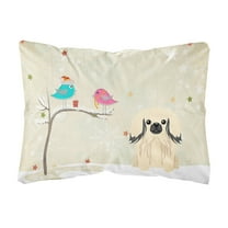 Carolines Treasures BB2578PW1216 Christmas Presents between Friends Pekingese - Cream Canvas Fabric Decorative Pillow,