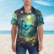 thumbnail image 2 of Balery Enchanted Forest Butterfly A Camisas hawaianas de manga corta para hombre, camisas playeras de corte holgado, camisas de vacaciones con botones,3X-Large, 2 of 7