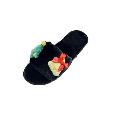 

Tarmeek Christmas House Slippers for Women Indoor and Outdoor Women s Christmas Plush Open Toe Flat Comfortable Soft Warm Home Casual Cotton Slippers Shoes Christmas Gifts for Women