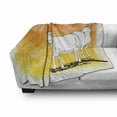 thumbnail image 3 of Goat Soft Flannel Fleece Throw Blanket, Horned Animal Ranch Theme 2 Mammals Standing on Vibrant Grungy Background, Cozy Plush for Indoor and Outdoor Use, 60" x 80", Orange Yellow White, by Ambesonne, 3 of 6