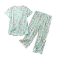 thumbnail image 3 of Defitshape Women's Cotton Pajama Set Short Sleeve Shorts Cute Pjs Soft Fall Summer Casual Capri Loose Lounge Cool Spring 2 Piece Sleepwear Patterned6 3X-Large, 3 of 4