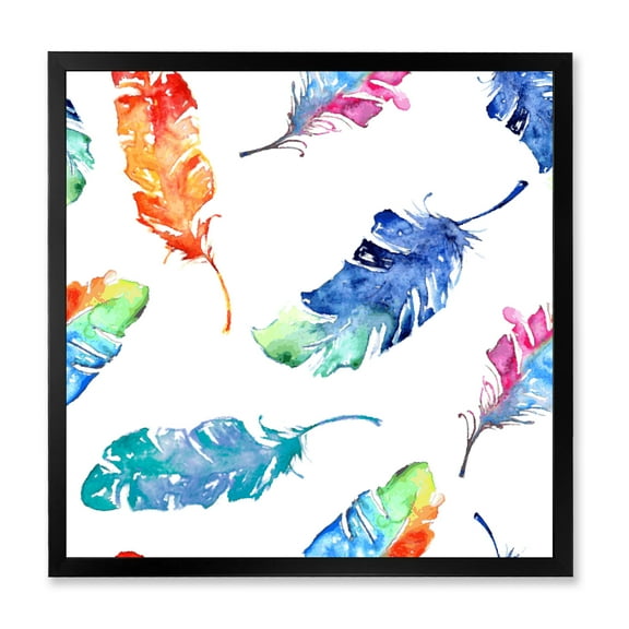 Designart 'Ethnic Colorful Feathers' Bohemian & Eclectic Framed Art Print