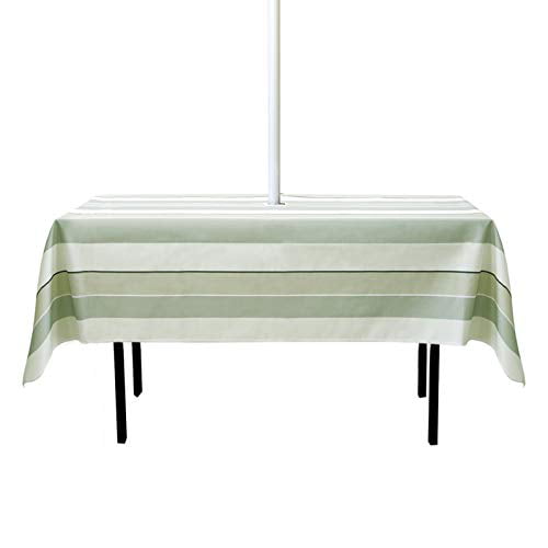 Waterproof Stripe Table Cover, Rectangular Patio Table Cover With Umbrella Hole
