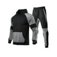 thumbnail image 3 of goowrom Men Color Block Long Sleeve Front Pocket Hoodie Drawstring Trousers, 3 of 4