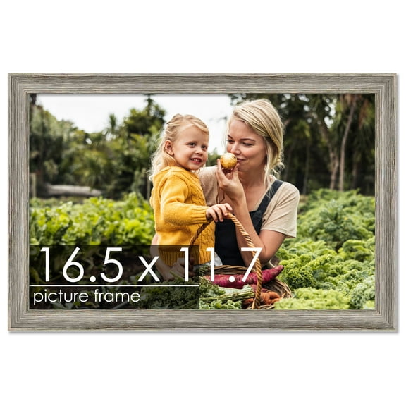 11.7x16.5 Grey Rustic Thin Barnwood Picture Frame - UV Acrylic, Foam Board Backing, Hanging