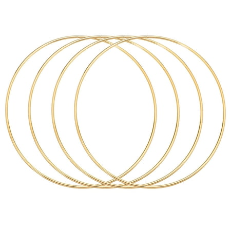 Uxcell 4Pcs Dream Catcher Rings, 7.9" Metal Hoops for Crafts Wreath Hoop Rings for Wall Hanging Crafts Home Decorations DIY Wedding Wreath Decor, Gold 7.6"