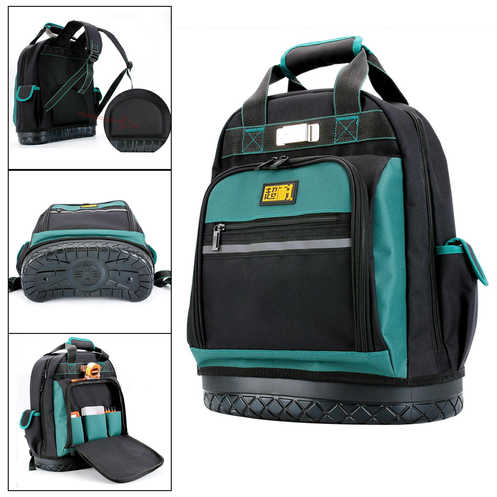 figatia Tool Backpack Oxford Cloth Tool Bag with Rubber Base Sturdy Worker Tool Bags Tool Pouches for Gardening Woodworking Carpenter