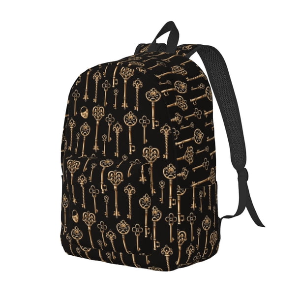 Balery Keys Mochila Clásica Impresa Básica para Viaje, Mochila Escolar Resistente al Agua, Mochila de Lona con Correas Ajustables-Medium