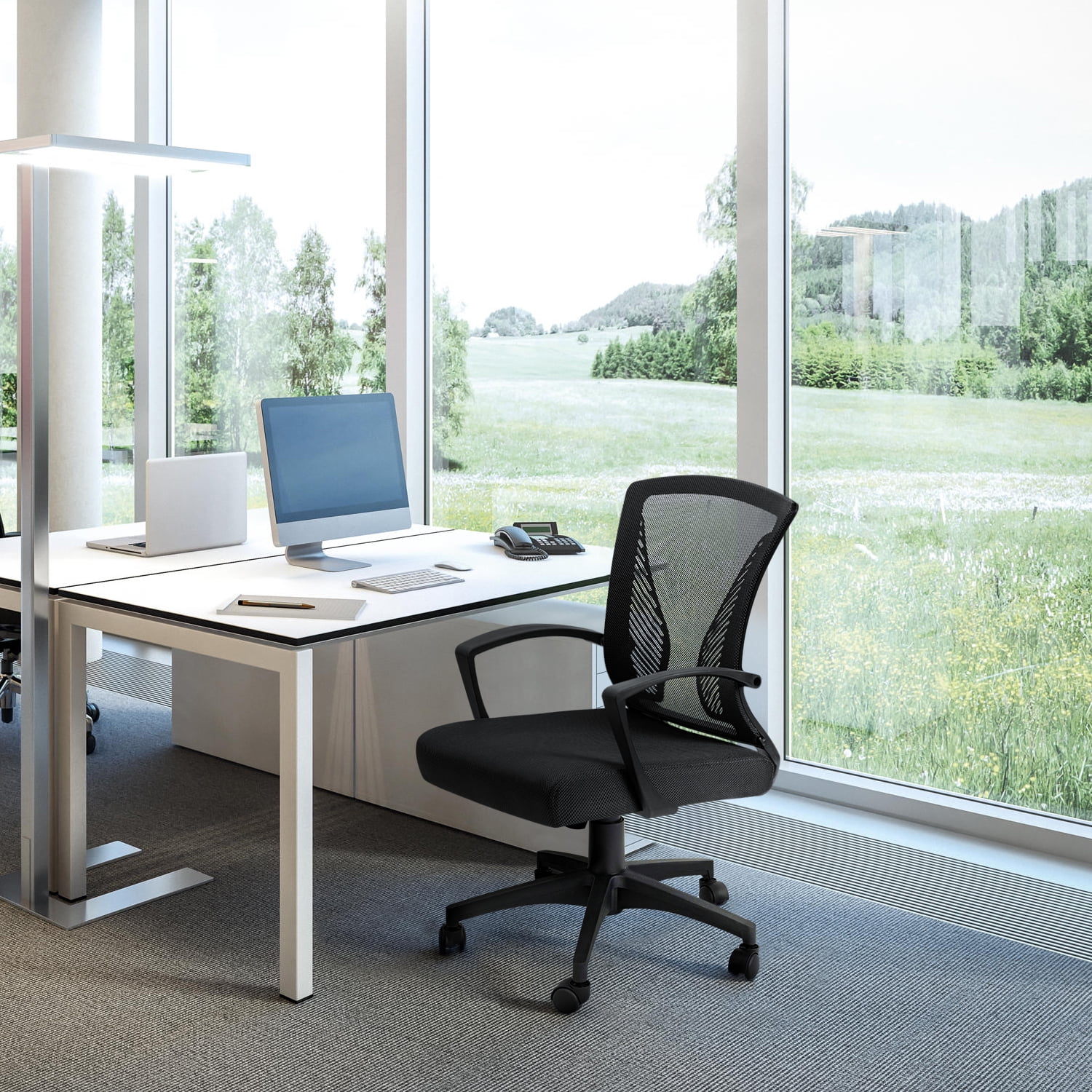 Lacoo Mid-Back Office Desk Chair Ergonomic Mesh Task Chair with Lumbar Support, Black
