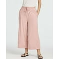 thumbnail image 2 of Real Essentials 3 Pack: Women's Ultra-Soft Wide Leg Loose Capri Open Bottom Pants - Yoga Lounge Pockets(Available in Plus), 2 of 7