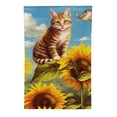 thumbnail image 2 of PHYHOO Summer Sunflower Garden Flag Double Sided Vertical, Small Burlap Welcome Cat Flower Garden Yard House Flags for Spring Summer Seasonal Outside Outdoor House Decor White, 2 of 6