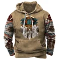 thumbnail image 4 of Sudadera con capucha retro para hombre, diseño indio, estampado 3D, manga larga, para deportes al aire libre, tendencia informal, otoño, gran tamaño, para hombre, 4 of 5