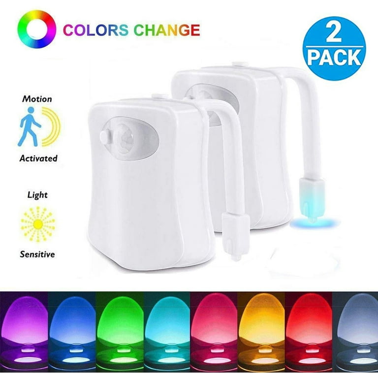 Toilet Night Light (2 Packs), 8-Color Led Motion Activated Toilet