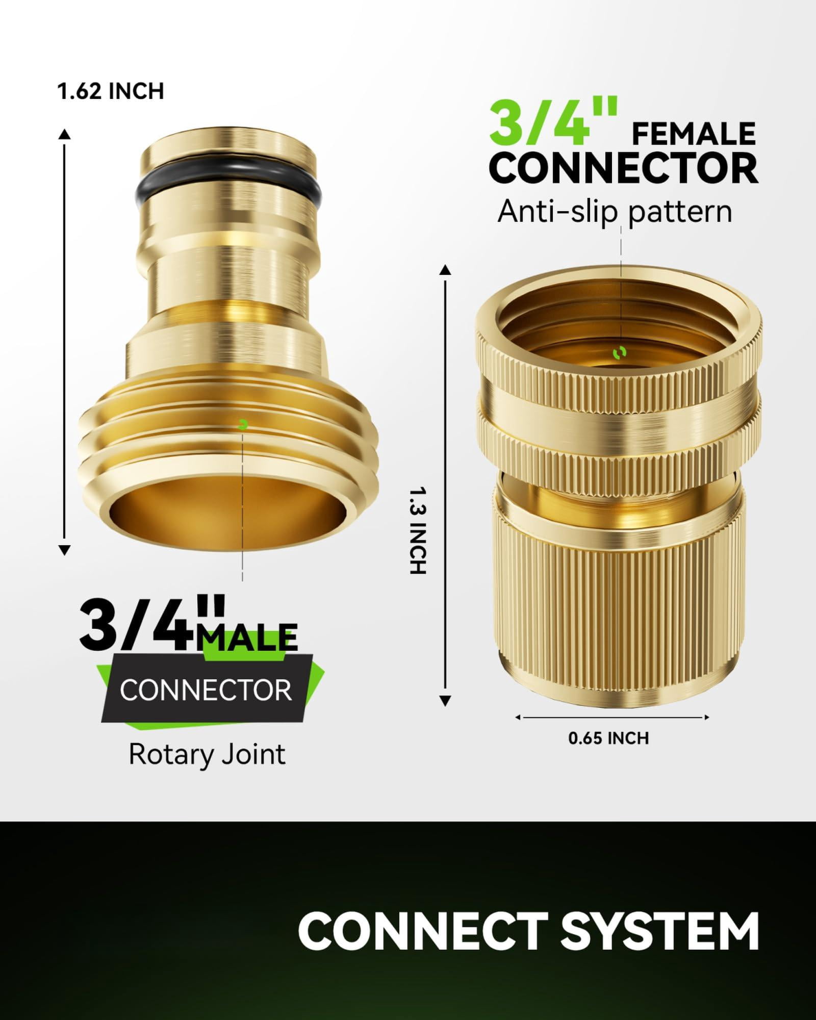 Quick Connect Hose Fittings 3/4" Ght - Solid Brass Garden Connectors  No-leak Design & Universal Fit For Instant Connection (4 Sets)