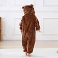 thumbnail image 6 of Kids Bear Costume Jumpsuit, Flannel Hooded One Piece with Round Ears and Belly for Dress Up and Family Photos | TruHer,Brown 19-24 Months, 6 of 8