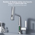 thumbnail image 4 of Kitchen Faucet with Pull Down Sprayer LED Temperature Display Adjustable Height and 360 Degrees Swivel 3 Modes Single-Handle Stainless Steel Pull-Out Basin Mixer Tap, 4 of 6