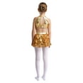 thumbnail image 4 of TTAO Kids Girls Ruffle Sequin Dress Metallic Hip Hop Jazz Dance Outfit Tutu Skirted Leotard Performance Dancewear Gold 6, 4 of 7