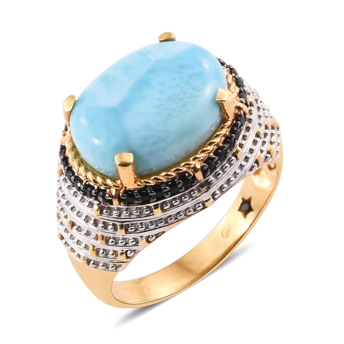 Princess Kylie Natural Larimar Clear Cubic Zirconia Crab Pendant Sterling Silver