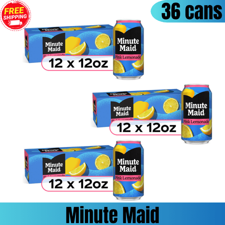 Minute Maid Pink Lemonade, 12 fl oz Cans, 36 Count Fridge Pack