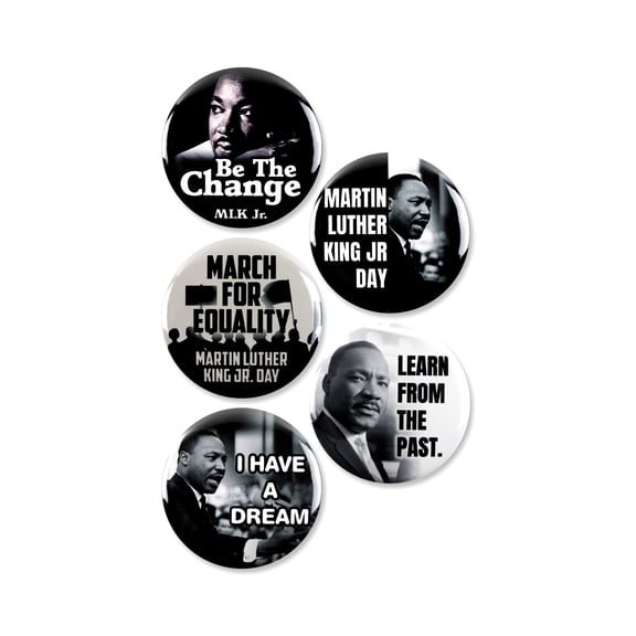 5 Pack - Be The Change Dr. Martin Luther King Jr Day Pinback Buttons - 2.25 Inch