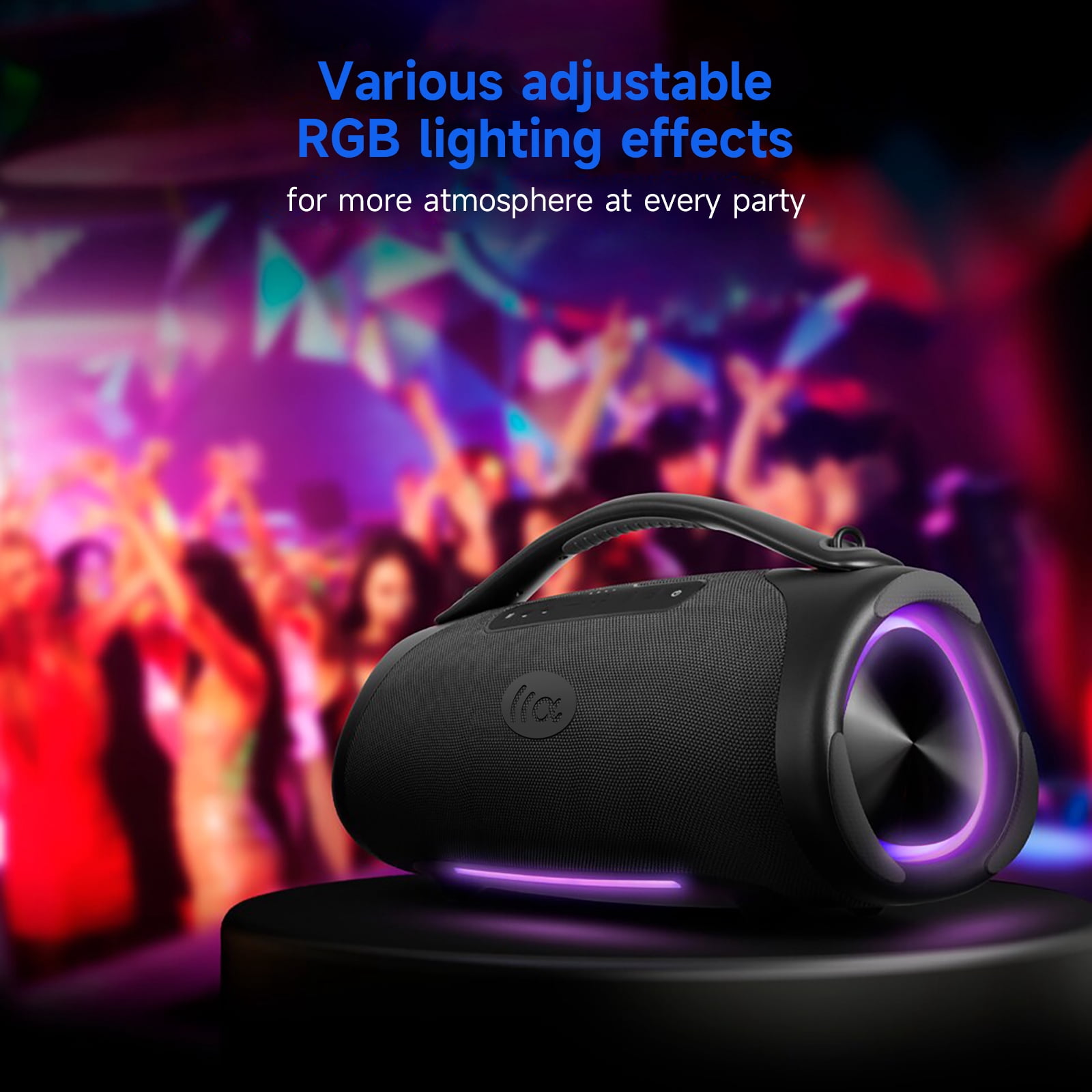 160W Bluetooth Speaker, 180W Peak Loud Stereo Sound, 12H Playtime, Punchy Bass, IPX7 Waterproof, RGB Lights, BT 5.3