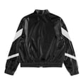 thumbnail image 5 of iixpin Kids Girls Shiny Metallic Bomber Jacket Long Sleeve Zipper Coat Motorcycle Baseball Windbreaker Outerwear Black 12, 5 of 6