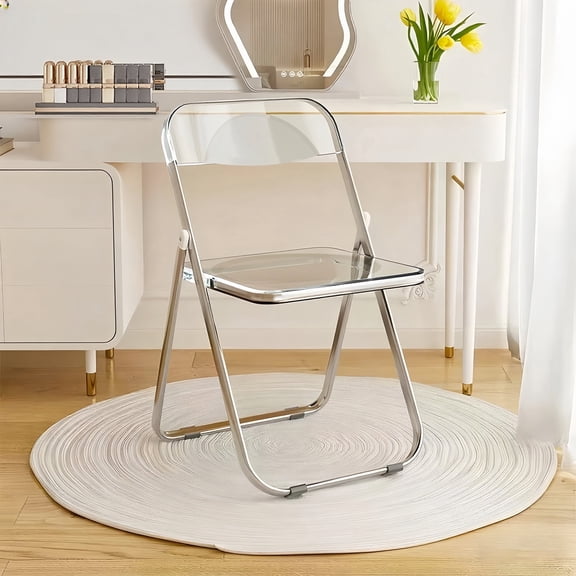 HDHNBA Indoor Outdoor Acrylic Space Saving Folding Chairs 300 LBS Weight Capacity, Set of 2, Transparent