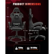 Bigzzia Gaming Chair with LED Lights, Adjustable Headrest & Lumbar Support, Height Adjustable, Black