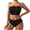 Black, variant on Staron Women's Bikini Sets Solid Color Ruffle Strapless High Waist Swimwear Two Piece Bathing Suit for Beach Vacation Pool Party, Blue M