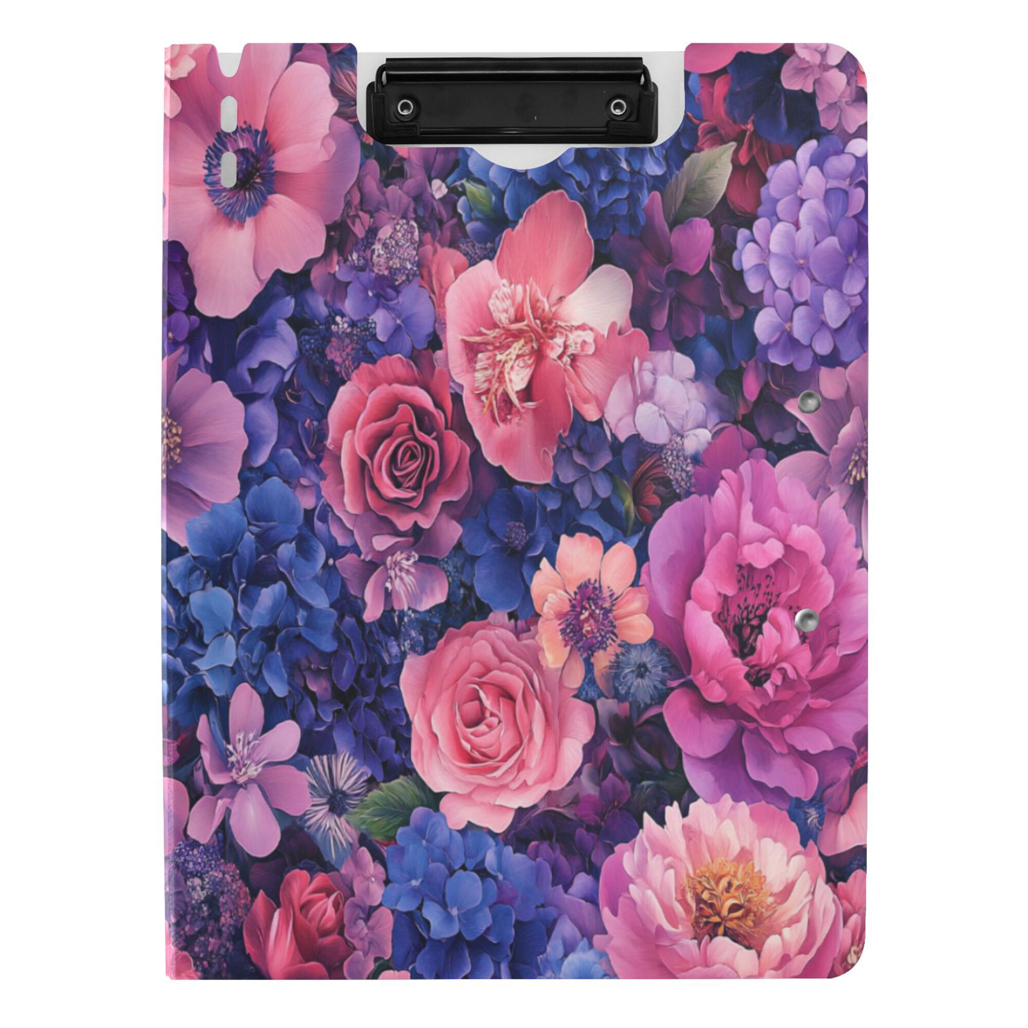 FORMRS A4 Clipboard Folder with Pen Holder Horizontal Foldable School Office Binder, Vibrant Art Flowers