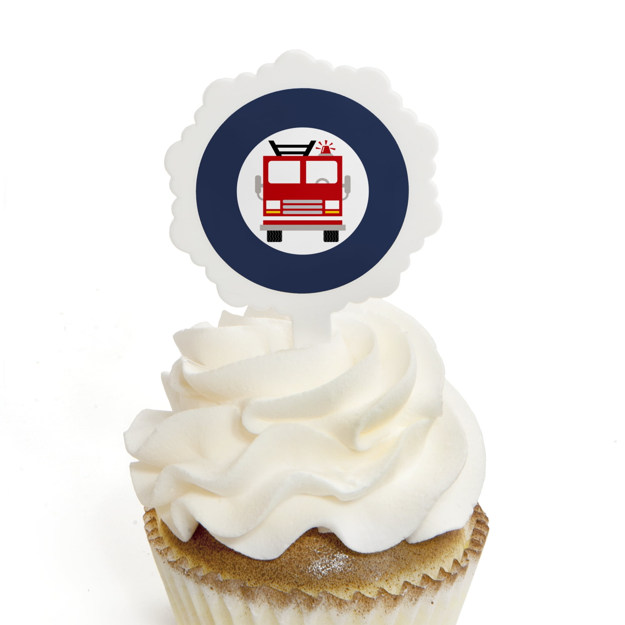 Fired Up Fire Truck Cupcake Picks With Stickers Firefighter