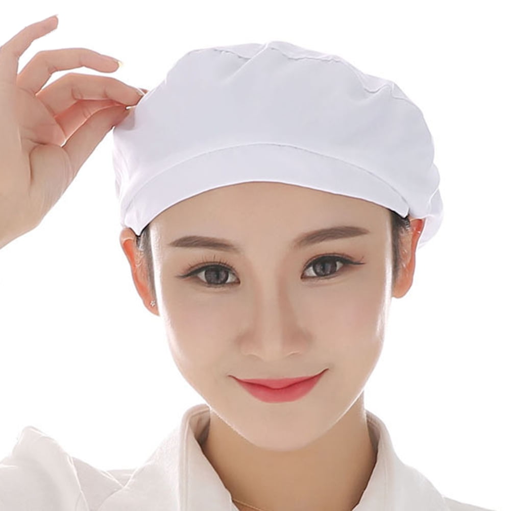 5Pcs Black Half Mesh Cook Adjustable Men Women Kitchen Chef Elastic Cap Hat 