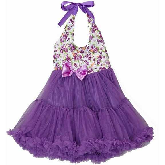 Wenchoice Purple Floral Halter Dress Girl's M(3T-4T)