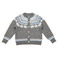 thumbnail image 5 of felwors Womens Fair Isle Sweater Button Up Long Sleeve Cardigans Crew Neck Open Front Knit Vintage Sweater Coats Grey for Size L, 5 of 5