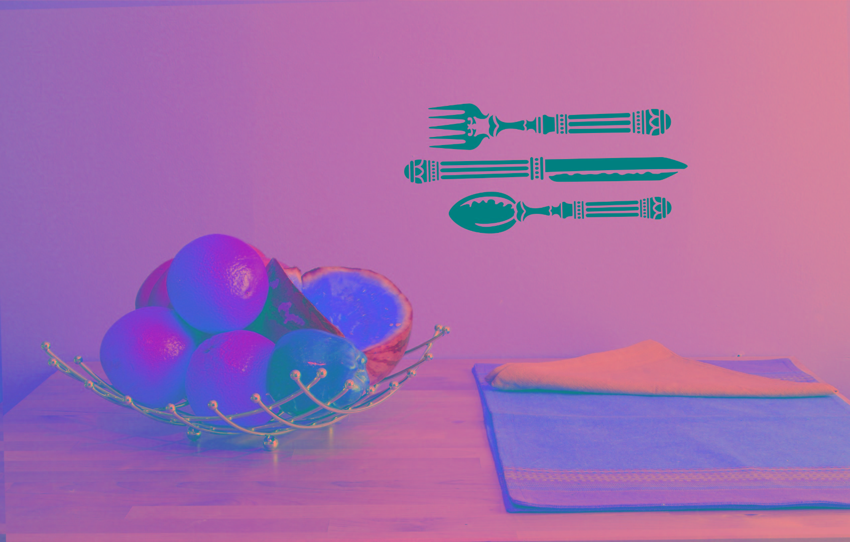 Custom Decals Kitchen Utensils Knife Fork Spoon 10x20"