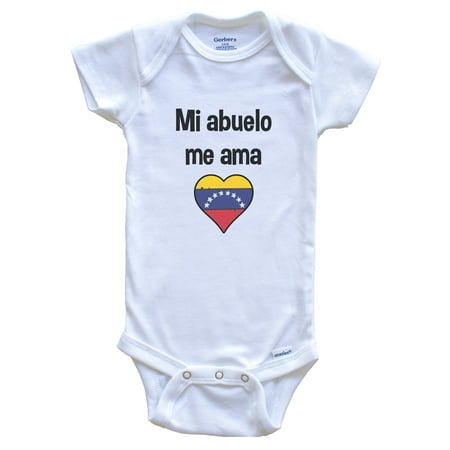 

My Grandpa Loves Me Spanish Language Venezuela Heart Flag Baby Bodysuit 6-9 months white