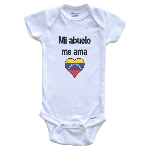 My Grandpa Loves Me Spanish Language Venezuela Heart Flag Baby Bodysuit, 0-3 months white